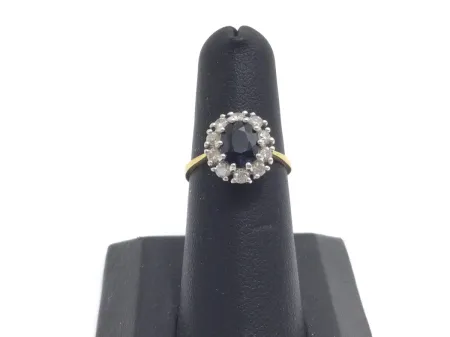 anillo oro 18k con circonita,zafiro