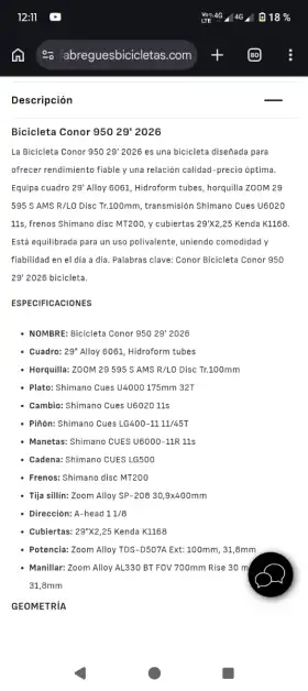 Bicicleta Connor rodado 29 talle M 