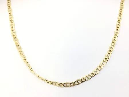 cadena hombre oro 18k hueca ancla martillada 60cm