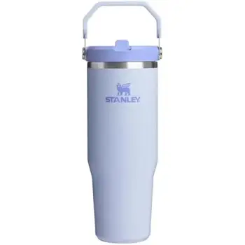 Stanley IceFlow 2.0 - Vaso con pajilla abatible con asa, tapa giratoria y popote abatible, botella de agua resistente a fugas, acero inoxidable aislado, sin BPA, gota de rocío