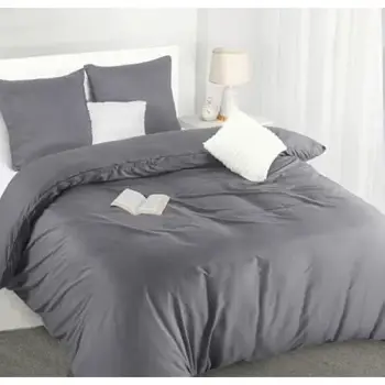 Utopia Bedding Duvet Cover 220 x 240 – Microfibre Duvet Cover Set 220 x 240 cm and 2 Pillowcases 65 x 65 cm (Grey)