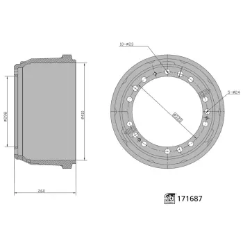 FEBI BILSTEIN 171687 Tambor de freno Eje delantero, Ø: 479mm