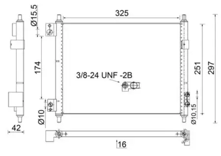 MAHLE AC 856 000S Condensador, aire acondicionado para NISSAN CABSTAR E, NT400 sin secador, 16mm, 10,15mm, 325mm
