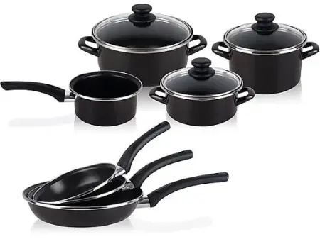 Batería de cocina - MAGEFESA KENIA, Bateria de Cocina 7 piezas + Set Juego 3 Sartenes 18-20-24cm, Acero Vitrificado 820ºC, Libre, Esmaltado