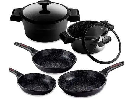 Batería de cocina - FAGOR Alutherm, Batería Cocina Inducción 7 Piezas, Antiadherente sin PFOA, Aluminio Fundido, Cazuelas Sart, 24 cm, Ninguno