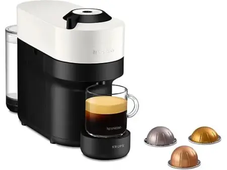 Cafetera de cápsulas - Nespresso® Krups Vertuo Pop XN920110, 1500 W, 0.56 L, Calentamiento 30 s, Tecnología Centrifusion™, Bluetooth, Wi-Fi, White