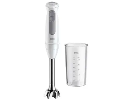 Batidora de mano - Braun Minipimer MultiQuick 5 MQ50001MWH, 1000 W, Vaso de 0.6 l, PowerVell VPlus, EasyClick Plus, 21 Velocidades, Blanco/Gris