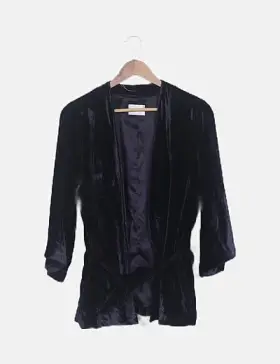 Gestuz Blazer terciopelo azul marino con cinturón