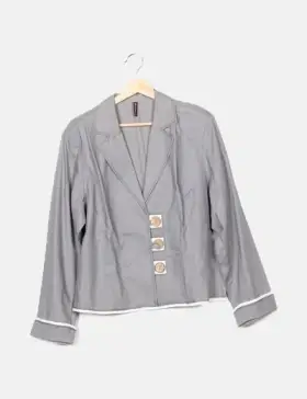 Blancheporte Conjunto de blazer y pantalón pirata gris