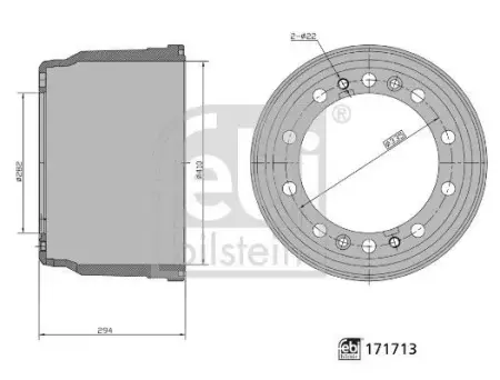 FEBI BILSTEIN 171713 Tambor de freno Eje trasero, Ø: 475mm