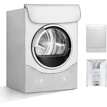 Waterproof Outer Cover for Front Load Washer and Dryer - Anti-UV Inner Cover, Silver Edge Zip