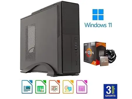 PC Sobremesa - JOYBE COMPUTERS AMD Ryzen 7 5700G / RAM 32 GB / M.2 Nvme 1 TB / Graphics AMD Radeón RX Vega 8, AMD Ryzen™ 7 5700G, 32 GB RAM, 1 TB SSD, Radeon™ RX Vega 8, Windows 11 Pro, Negro