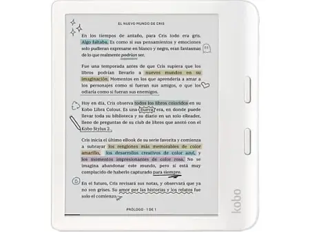 eBook - Kobo Libra Colour, 7" E Ink Kaleido 3, 32 GB, FastGLR, IPX8, Pantalla color, Blanco
