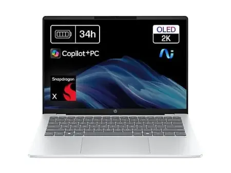 Portátil - HP OmniBook 5 NGAI 14-he0000ns Copilot+ PC, 14" 2K, Snapdragon X1-26-100 45 TOPS, 16GB RAM, 512GB SSD, Gráficos Adreno™, W11 Home, Plata