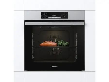 Horno - Hisense BI62216AXE2, Multifunción, Hidrolítica, 77 L, Cocción simultanea x 5, Guía telescopica, 59.5 cm, Acero Inox