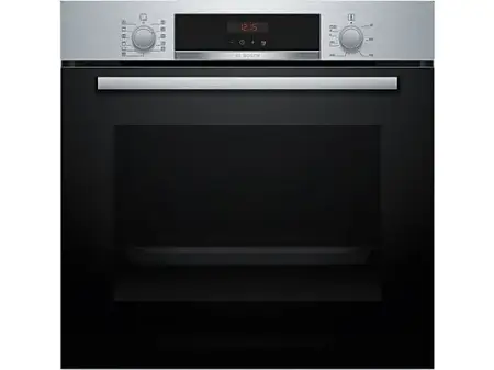 Horno - Bosch HBA574ES3, Multifunción, Pirolítico, 71 l, 59.4 cm, HotAir 3D, Asistente de limpieza con agua, Inox