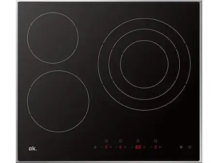 Placa vitrocerámica - ok. OBH 2611-1, 3 zonas, Zona grande 30 cm, 59x52 cm, Negro