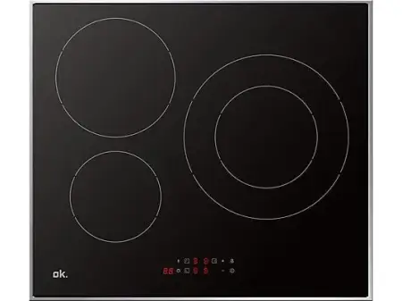 Placa inducción - ok. OBH 3611-1, 3 zonas, Zona grande 18/29 cm, 7200W, 51.7 cm, Negro