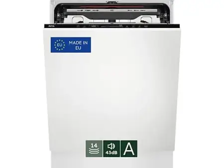 Lavavajillas integrable - AEG FSE76727P, 14 servicios, 7 programas, 60 cm, GlassCare, Tercera Bandeja, Sin panelar