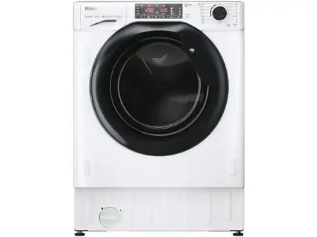 Lavadora integrable - Haier Series 4 HWQ90B416FWB-S, 9kg, 1600rpm, Motor Inverter, Antibacterias, Vapor, Sin panelar