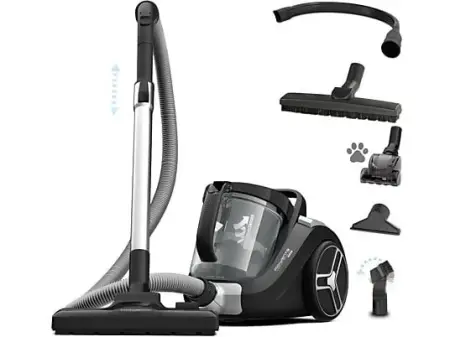 Aspirador sin bolsa - Rowenta Compact Power XXL RO4B75, 900W, 2.5 L, Filtrado Ciclónico 3 niveles, Radio 8.8 m, Kit Limpieza, Especial Mascotas, Negro