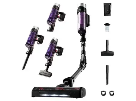 Aspirador escoba - Rowenta RH2039WO X-Force Flex 9.60 Allergy, 200 W, 0.4 L, 45 min, Tecnol. Ciclónica, 3 modos, Multisuperficie, Ultraligera, Púrpura