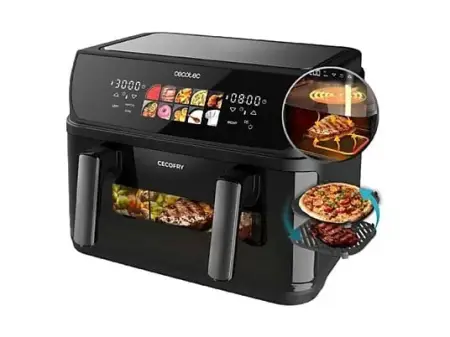 Freidora de aire - Cecotec Cecofry&Grill Duoheat 10000, 2800 W, 10l, Doble Cubeta, 4 Grills, 10 Menús, Negro